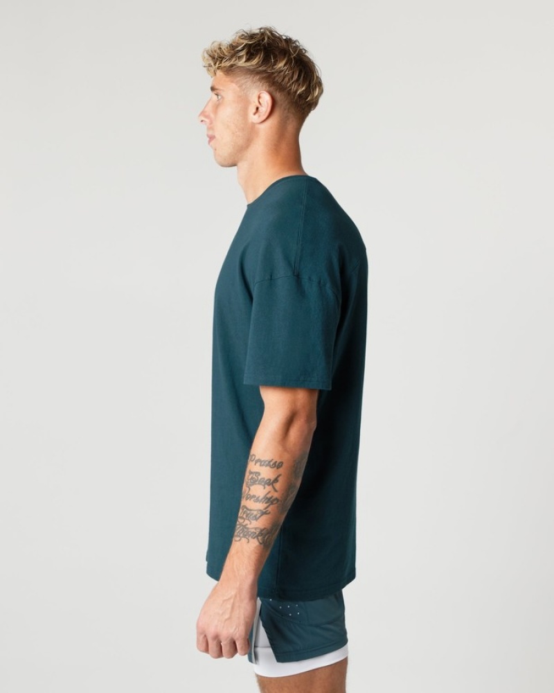 Camasa Barbati Alphalete Heavy Bumbac Core Albastri | 139608-AWC