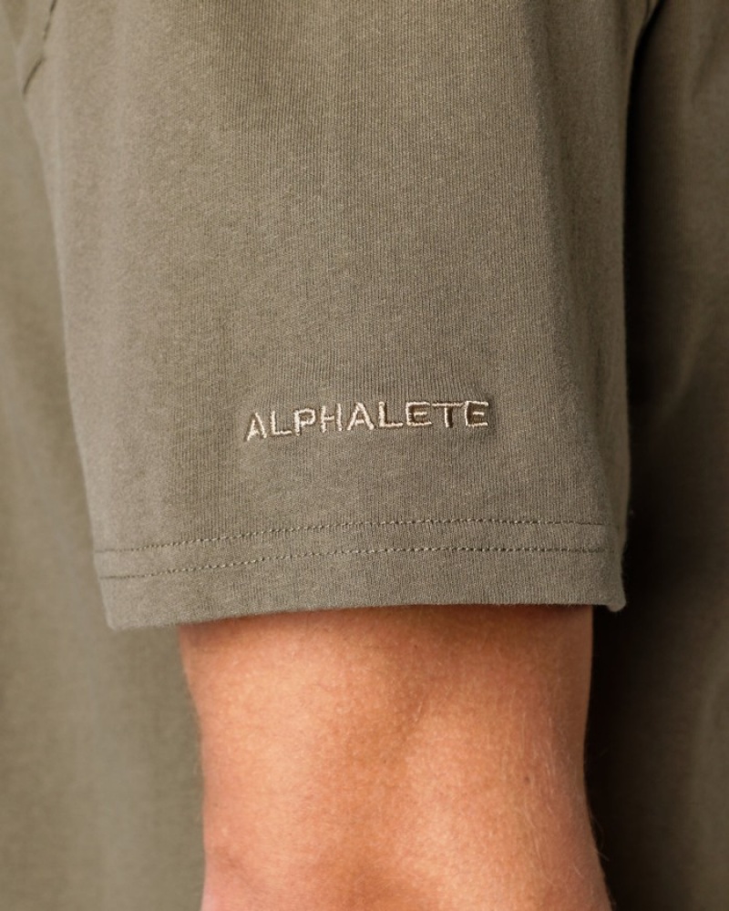 Camasa Barbati Alphalete Heavy Bumbac Core Gri | 817603-XQV