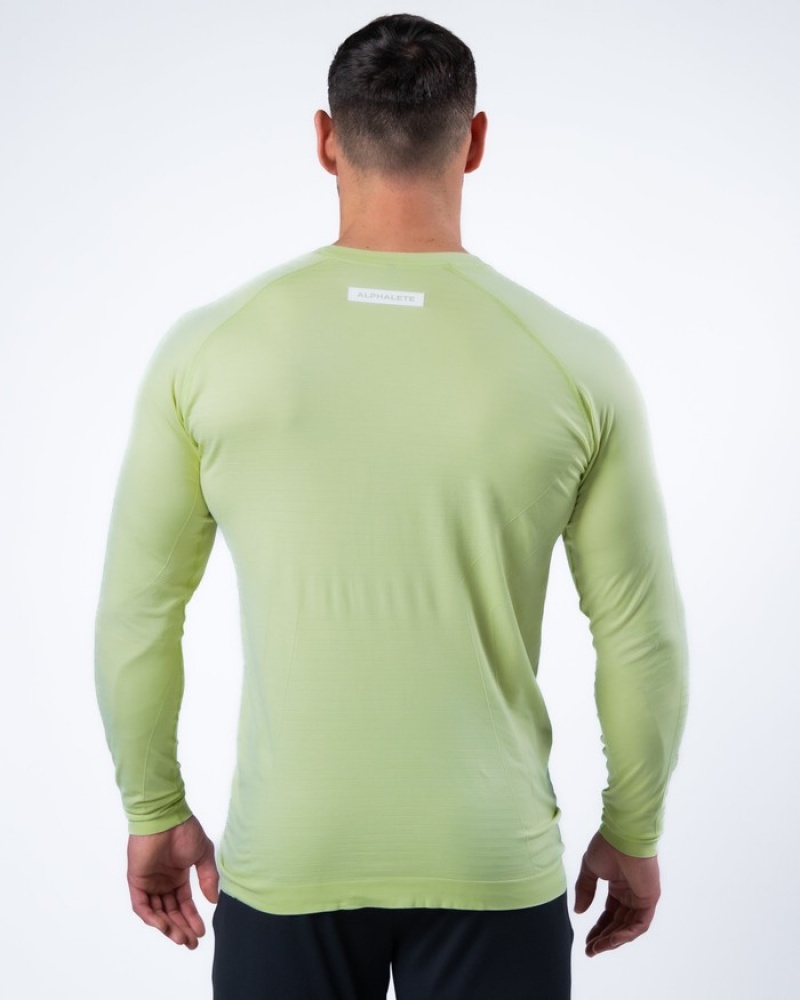 Camasa Barbati Alphalete Hero Long Sleeve Verzi | 340812-KGY