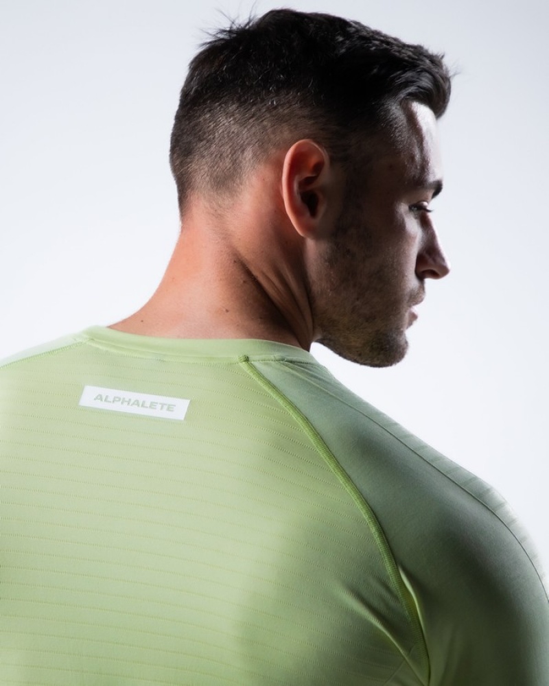 Camasa Barbati Alphalete Hero Long Sleeve Verzi | 340812-KGY