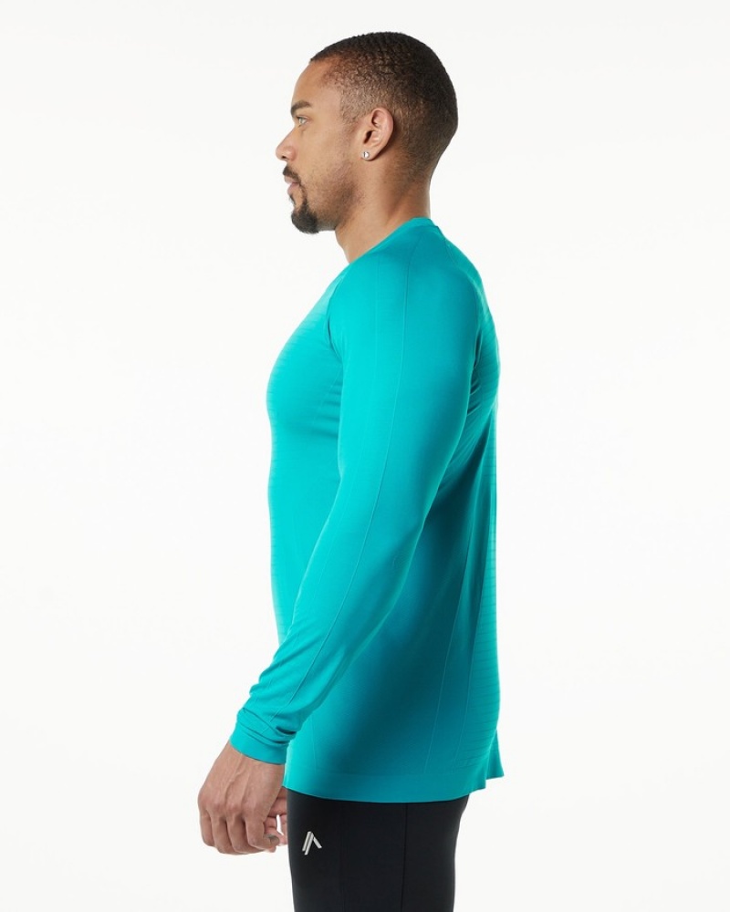 Camasa Barbati Alphalete Hero Long Sleeve Albastri | 019538-DKC