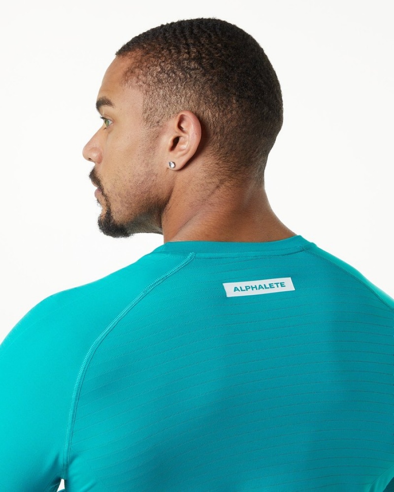 Camasa Barbati Alphalete Hero Long Sleeve Albastri | 019538-DKC