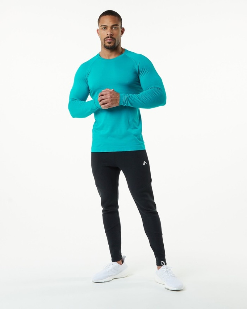 Camasa Barbati Alphalete Hero Long Sleeve Albastri | 019538-DKC