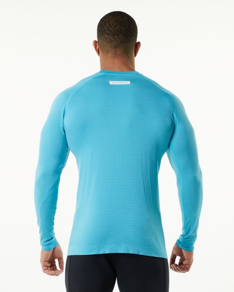Camasa Barbati Alphalete Hero Long Sleeve Albastri | 870512-RWG