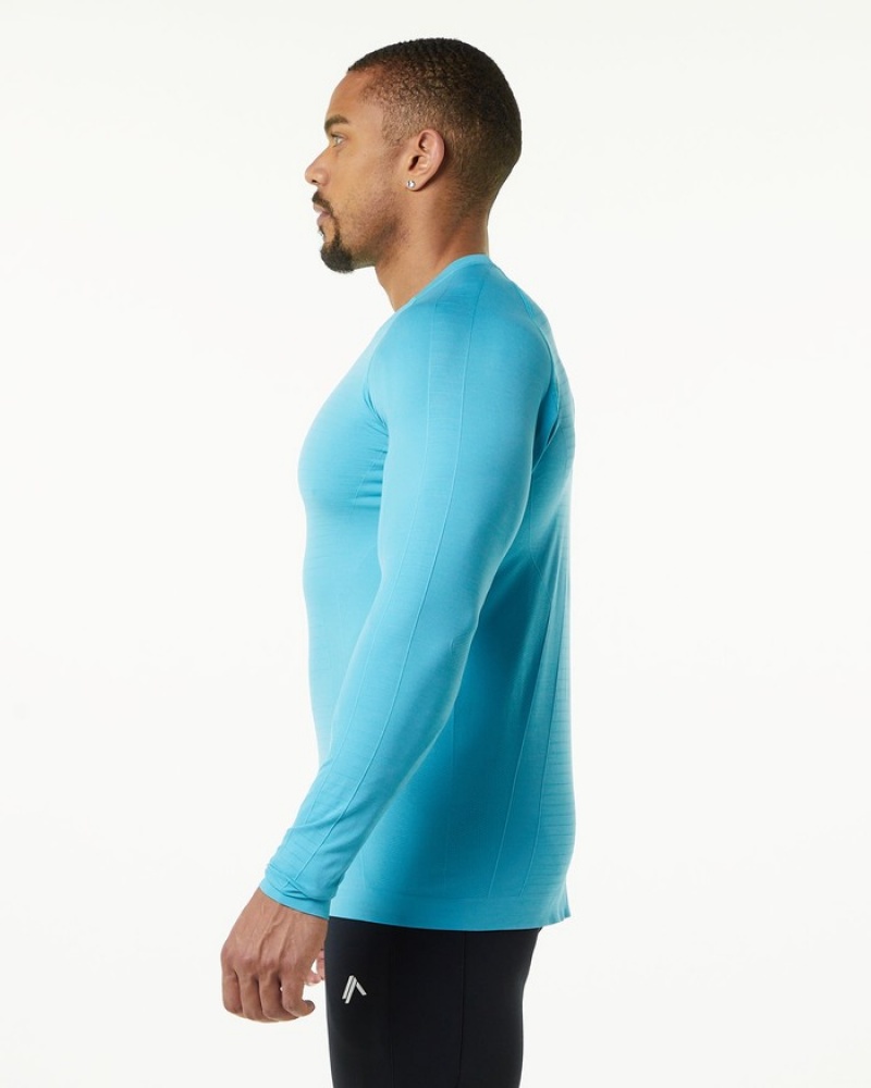 Camasa Barbati Alphalete Hero Long Sleeve Albastri | 870512-RWG