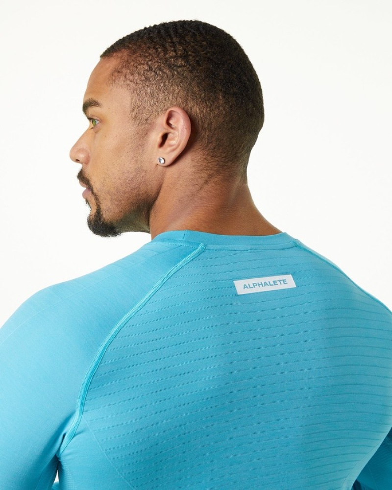 Camasa Barbati Alphalete Hero Long Sleeve Albastri | 870512-RWG