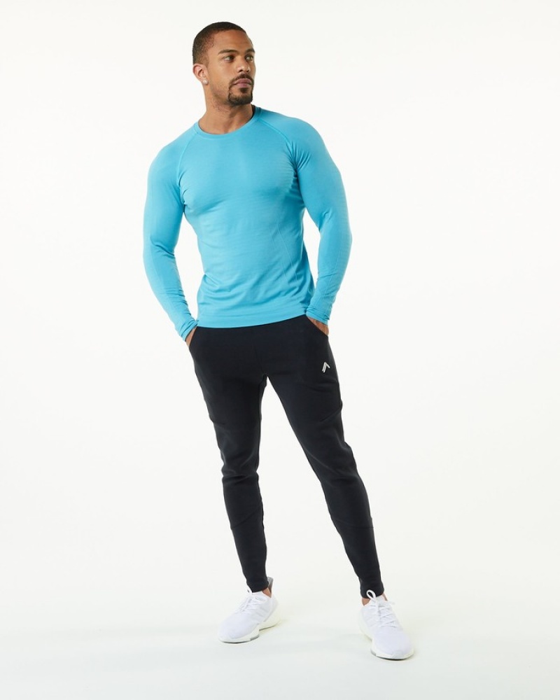 Camasa Barbati Alphalete Hero Long Sleeve Albastri | 870512-RWG