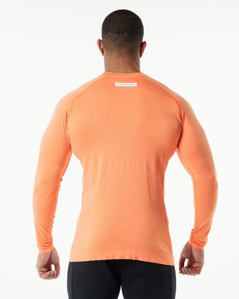 Camasa Barbati Alphalete Hero Long Sleeve Portocalii | 812605-FAG