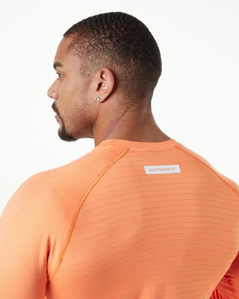 Camasa Barbati Alphalete Hero Long Sleeve Portocalii | 812605-FAG