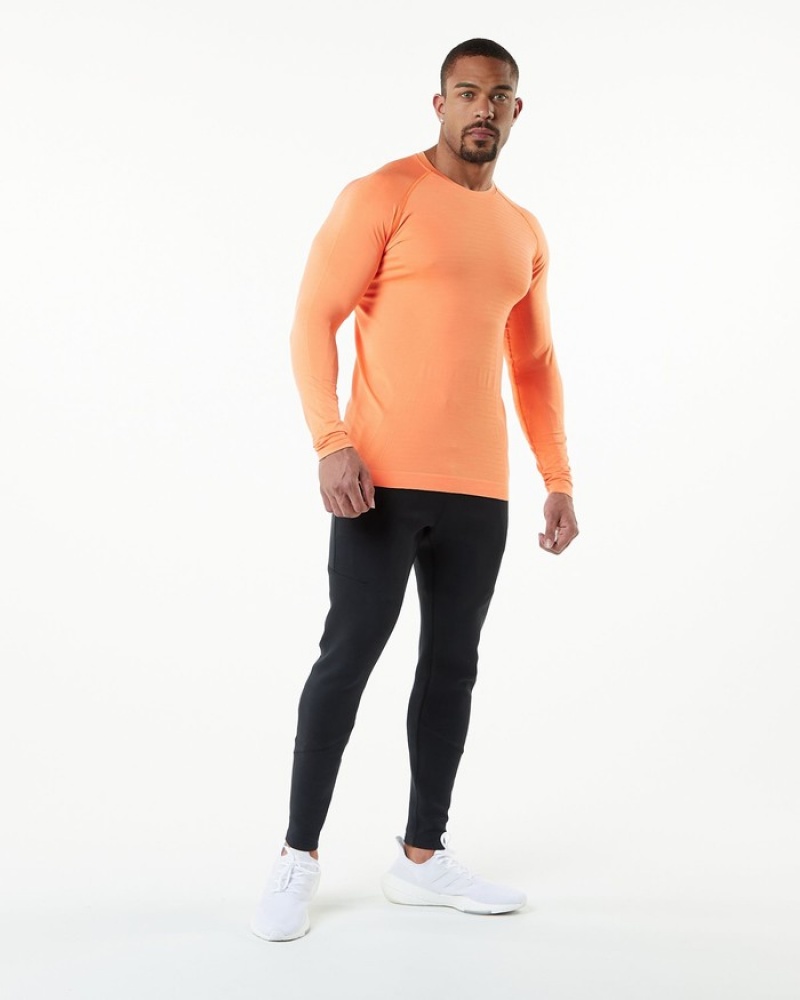 Camasa Barbati Alphalete Hero Long Sleeve Portocalii | 812605-FAG