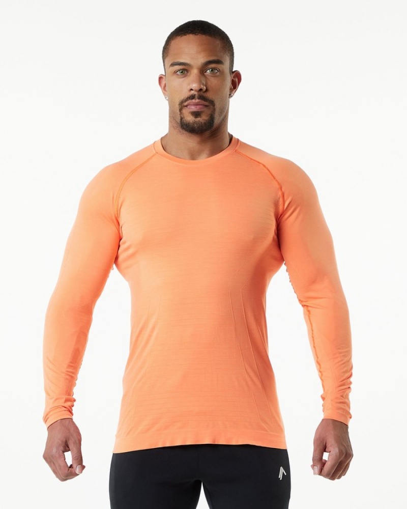 Camasa Barbati Alphalete Hero Long Sleeve Portocalii | 812605-FAG