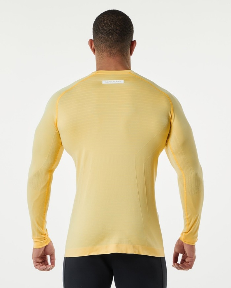 Camasa Barbati Alphalete Hero Long Sleeve Portocalii | 430817-VPX