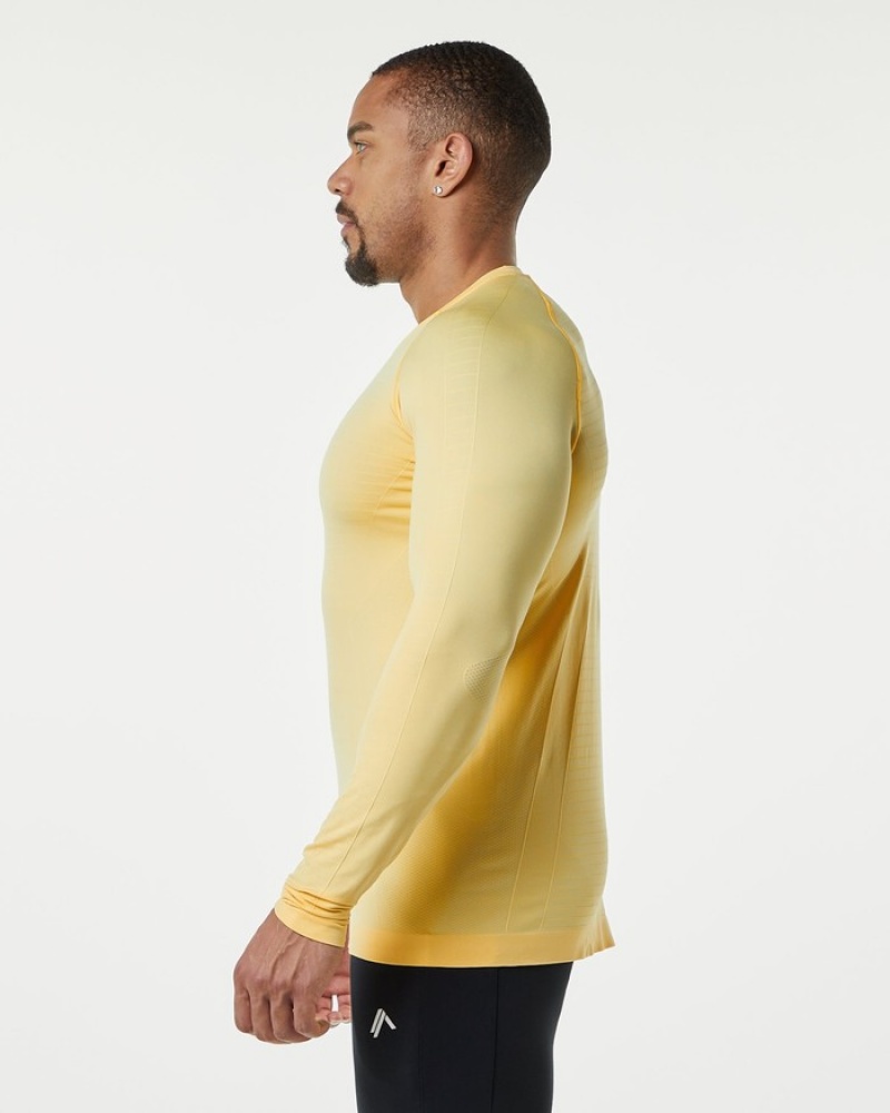 Camasa Barbati Alphalete Hero Long Sleeve Portocalii | 430817-VPX