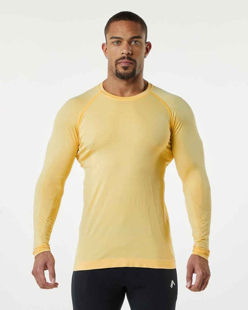 Camasa Barbati Alphalete Hero Long Sleeve Portocalii | 430817-VPX