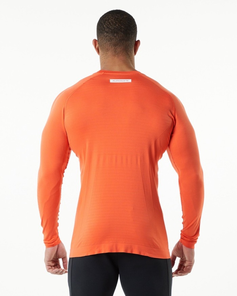 Camasa Barbati Alphalete Hero Long Sleeve Portocalii | 160743-PVL