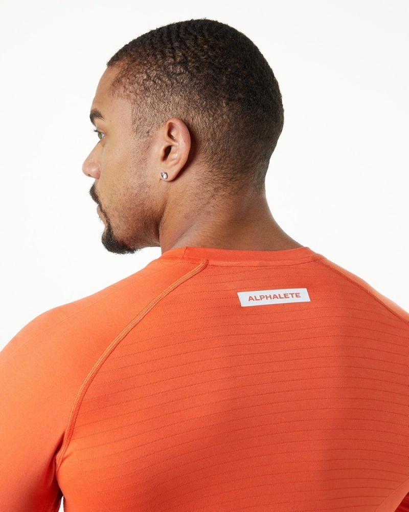 Camasa Barbati Alphalete Hero Long Sleeve Portocalii | 160743-PVL