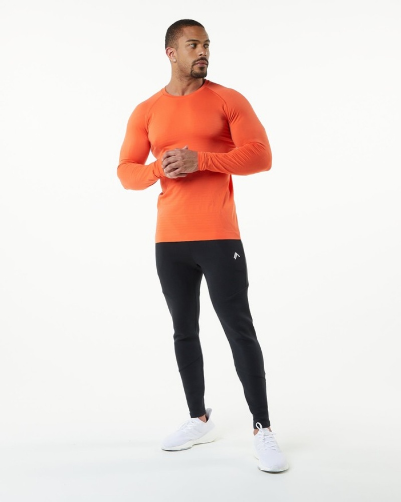 Camasa Barbati Alphalete Hero Long Sleeve Portocalii | 160743-PVL