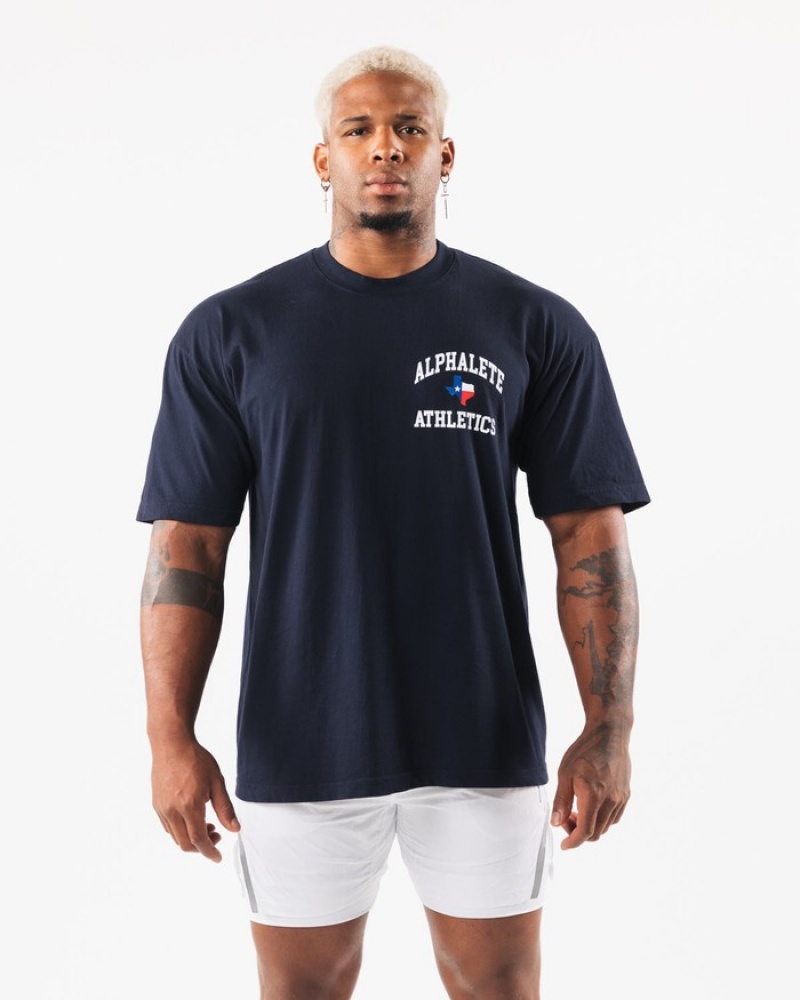 Camasa Barbati Alphalete Texas Bleumarin | 458716-QTE