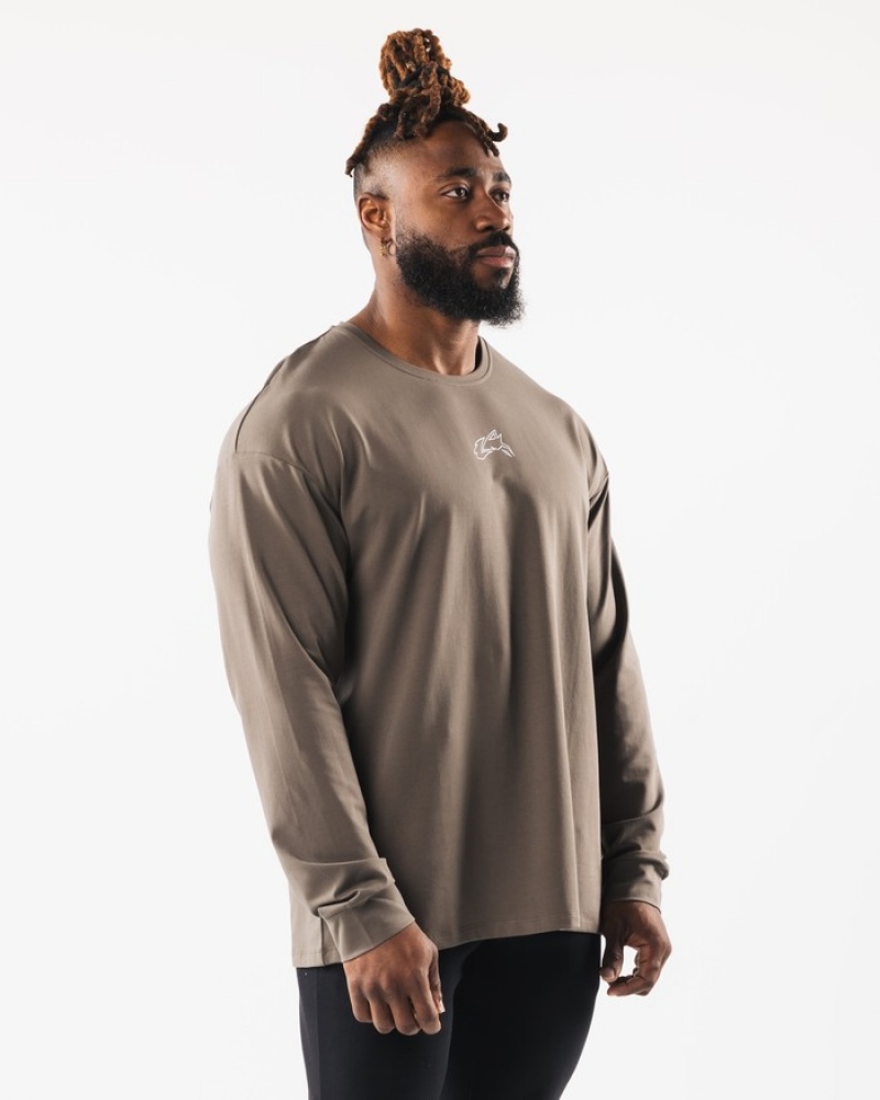 Camasa Barbati Alphalete Wolf Head LS Gri Maro | 702458-DEX