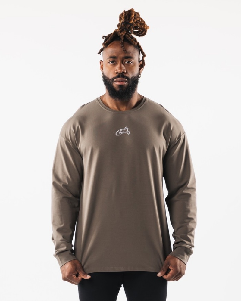 Camasa Barbati Alphalete Wolf Head LS Gri Maro | 702458-DEX
