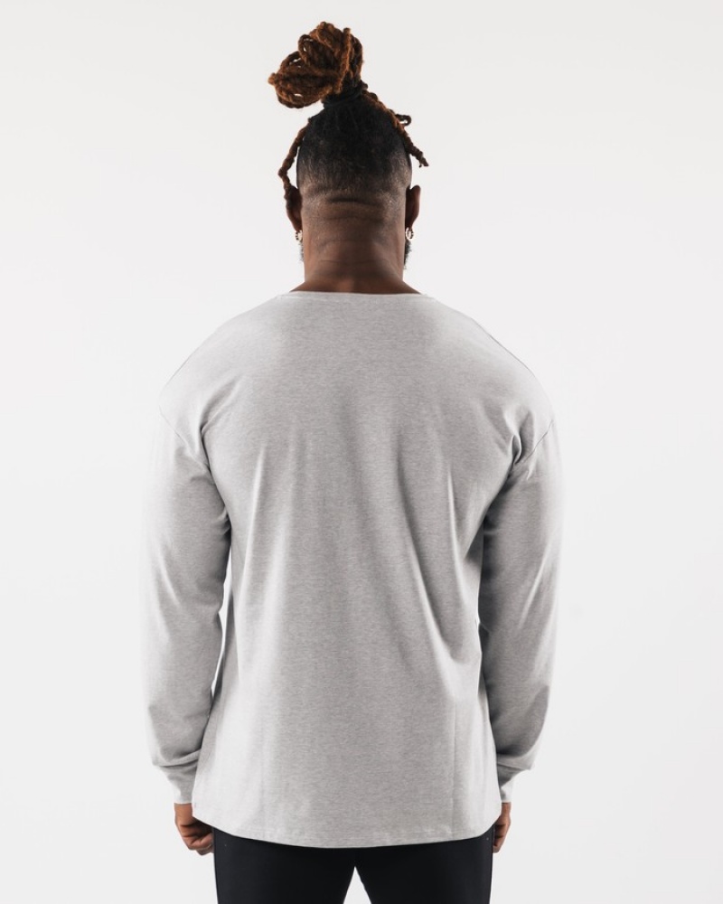 Camasa Barbati Alphalete Wolf Head LS Gri | 638092-UZY