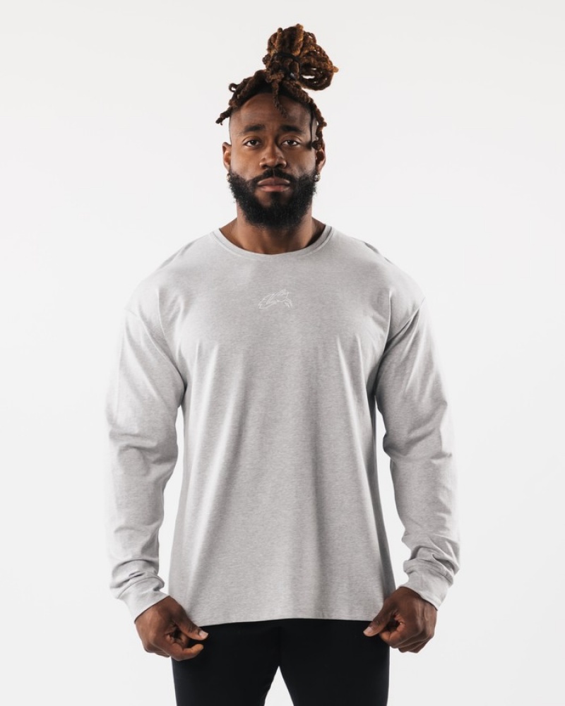 Camasa Barbati Alphalete Wolf Head LS Gri | 638092-UZY
