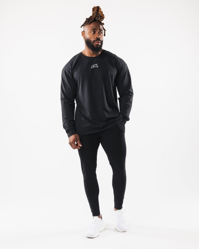 Camasa Barbati Alphalete Wolf Head LS Negrii | 536708-KDP