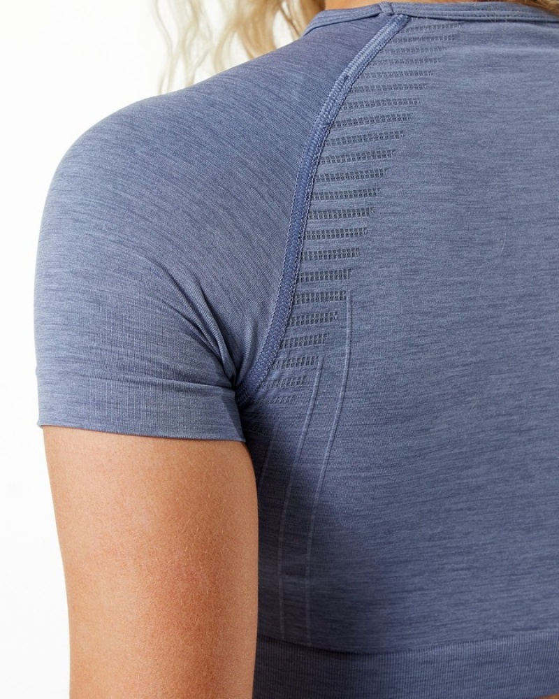 Camasa Dama Alphalete Amplify SS Crop Albastri | 182473-ZMO