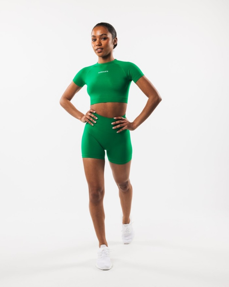 Camasa Dama Alphalete Amplify SS Crop Turcoaz Verzi | 015367-AFT