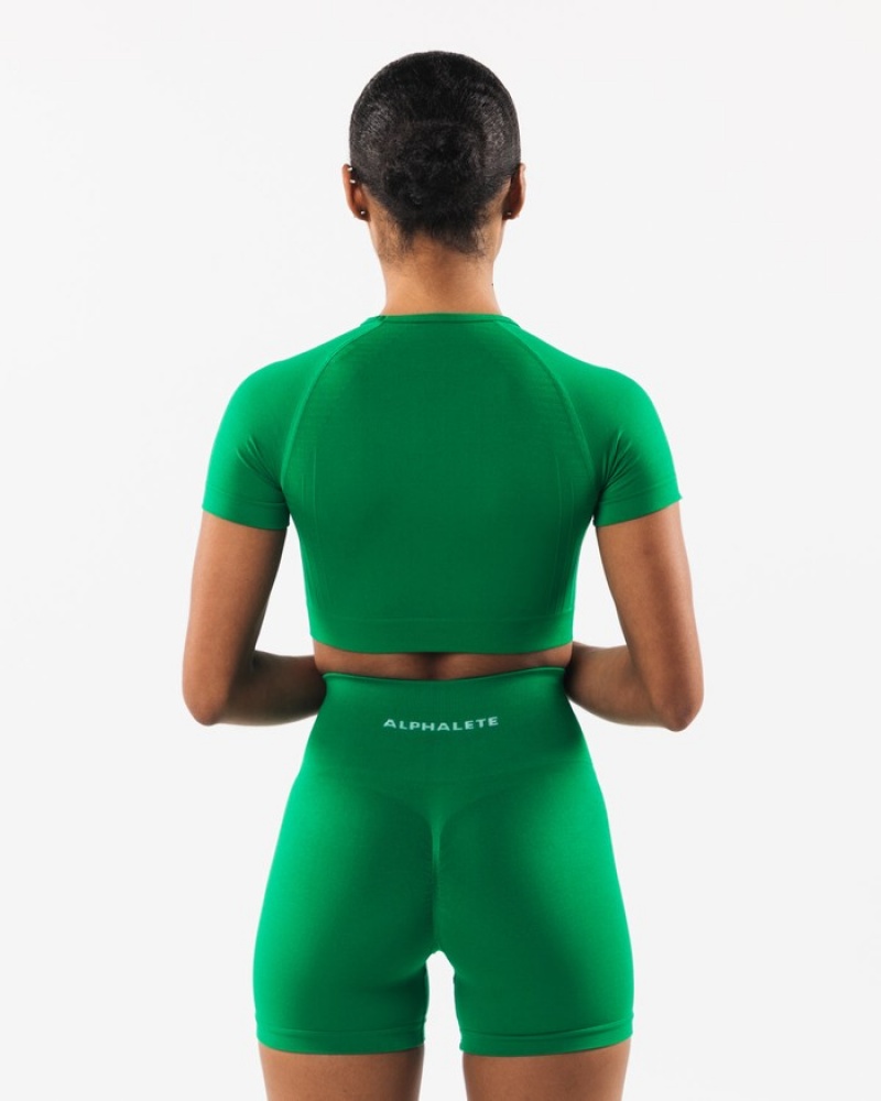 Camasa Dama Alphalete Amplify SS Crop Turcoaz Verzi | 015367-AFT