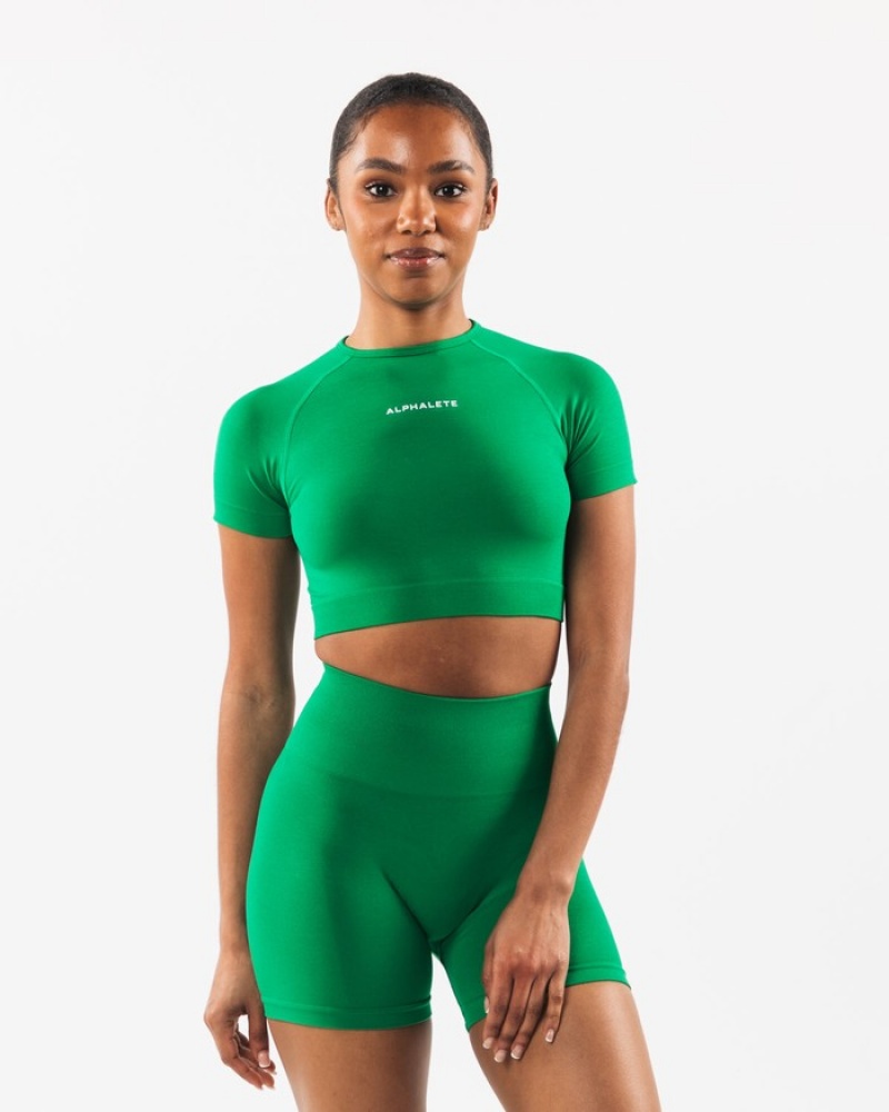 Camasa Dama Alphalete Amplify SS Crop Turcoaz Verzi | 015367-AFT
