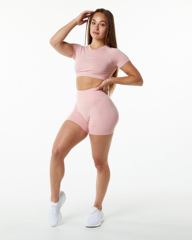 Camasa Dama Alphalete Amplify V-Neck Roz | 360958-YIS