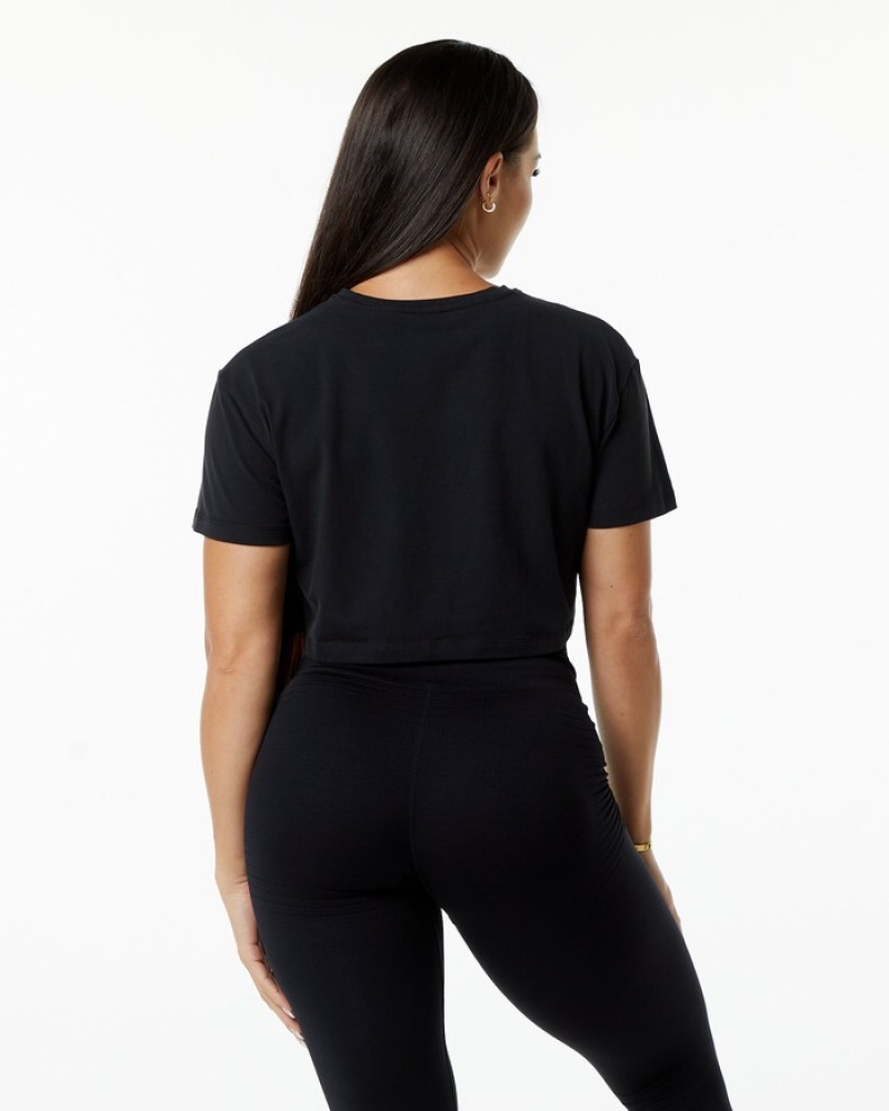 Camasa Dama Alphalete Dynasty Crop Negrii | 614590-LQD