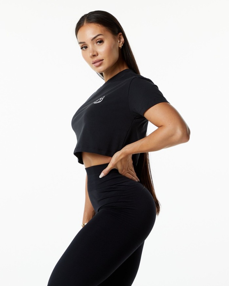 Camasa Dama Alphalete Dynasty Crop Negrii | 614590-LQD