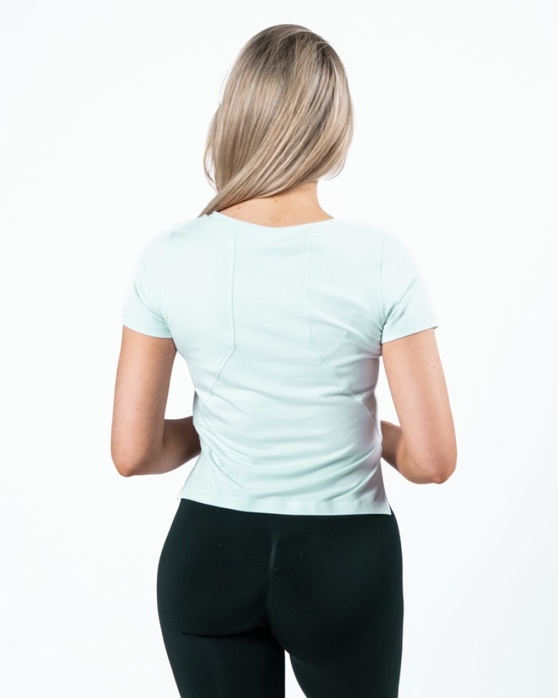 Camasa Dama Alphalete Evo Crop Albastri | 174085-FRL