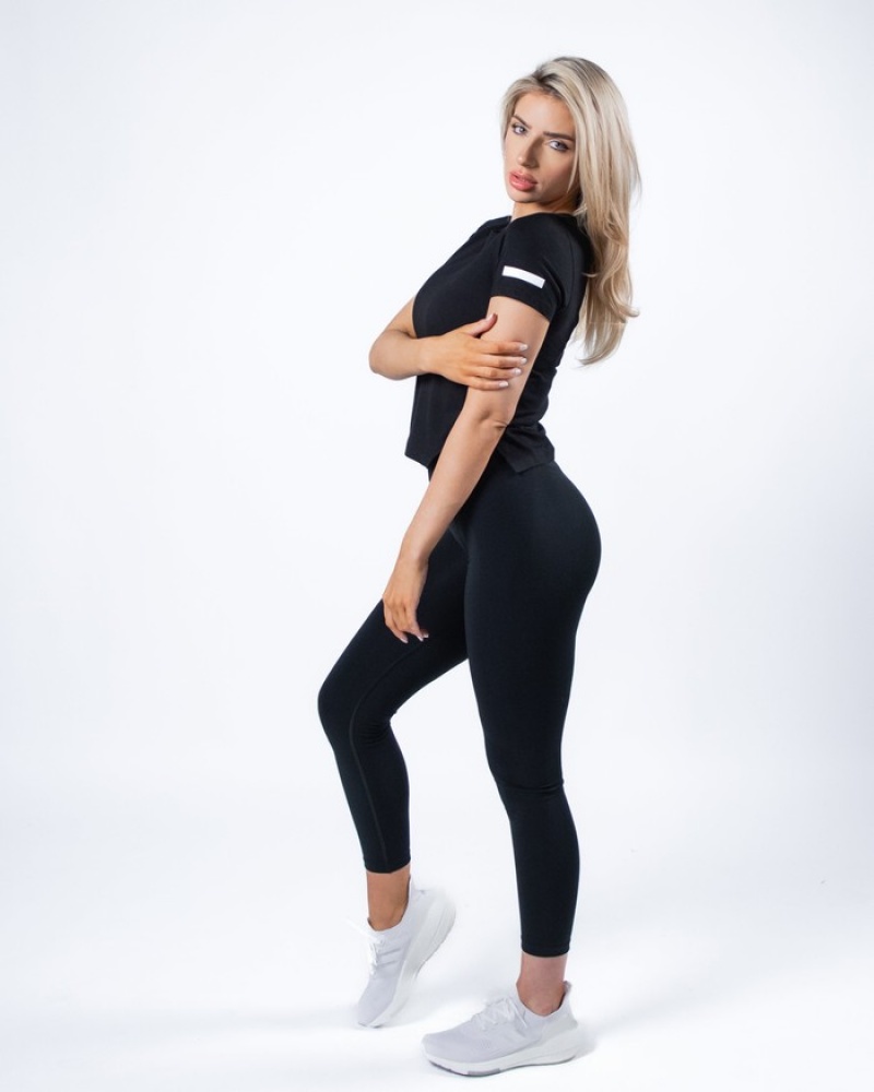 Camasa Dama Alphalete Evo Crop Negrii | 748035-WFY