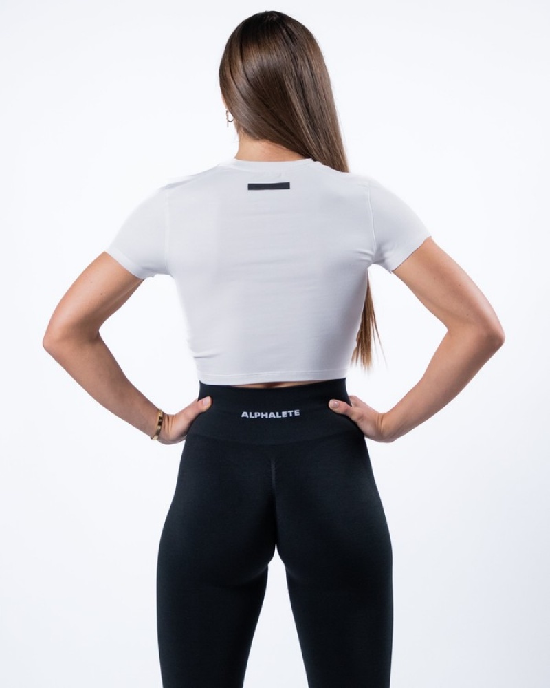 Camasa Dama Alphalete Evo Twist Crop Albi | 567120-LKZ