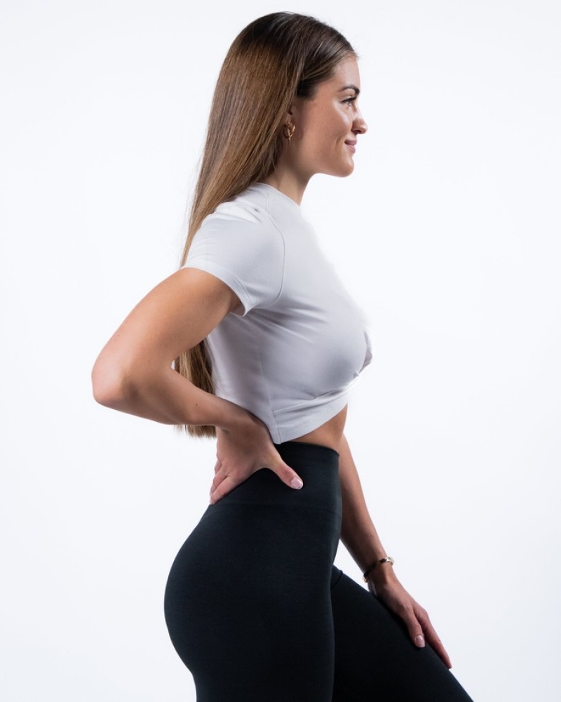 Camasa Dama Alphalete Evo Twist Crop Albi | 567120-LKZ