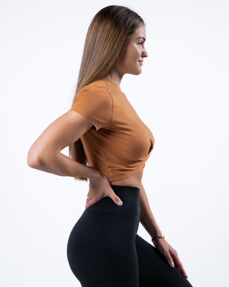 Camasa Dama Alphalete Evo Twist Crop Maro | 709385-LVM