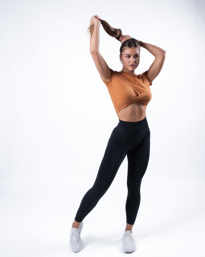 Camasa Dama Alphalete Evo Twist Crop Maro | 709385-LVM