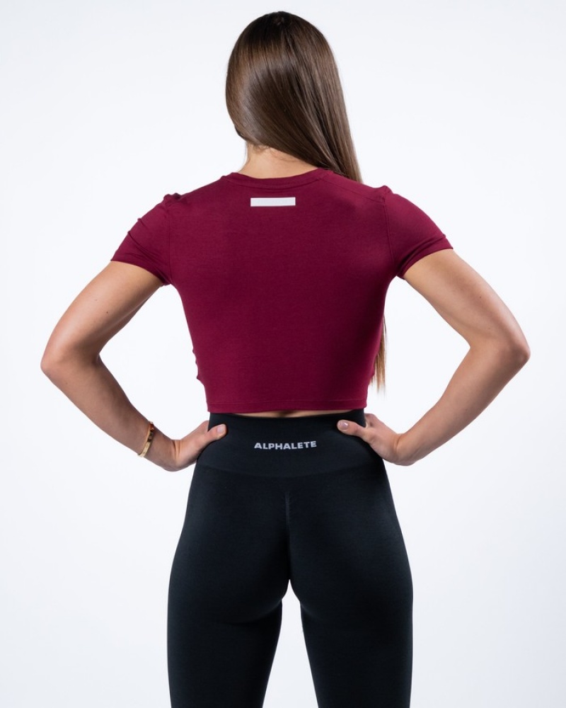 Camasa Dama Alphalete Evo Twist Crop Rosii | 810643-UYG