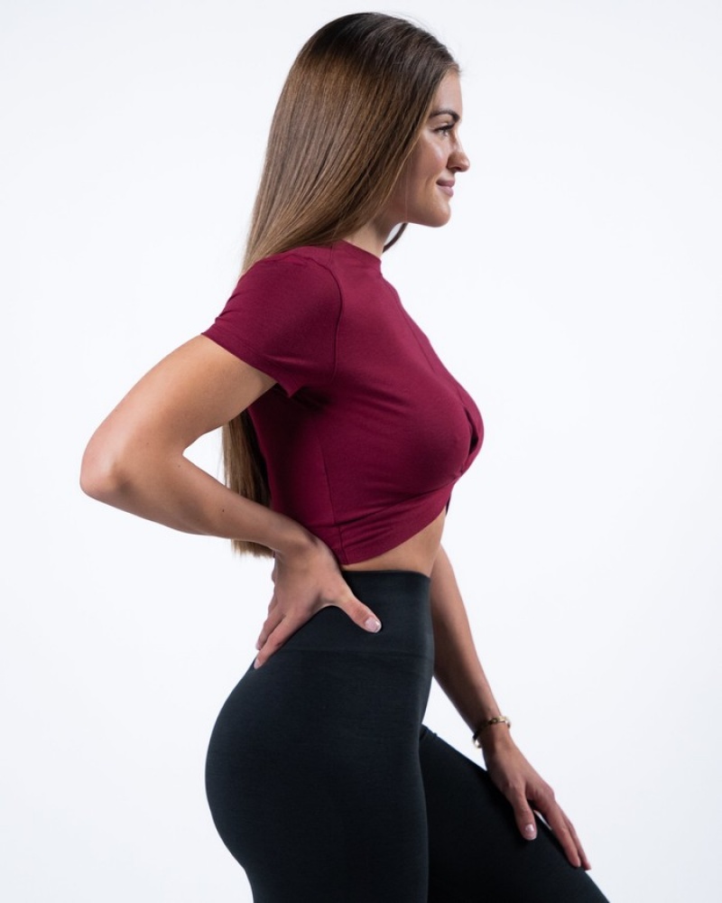 Camasa Dama Alphalete Evo Twist Crop Rosii | 810643-UYG
