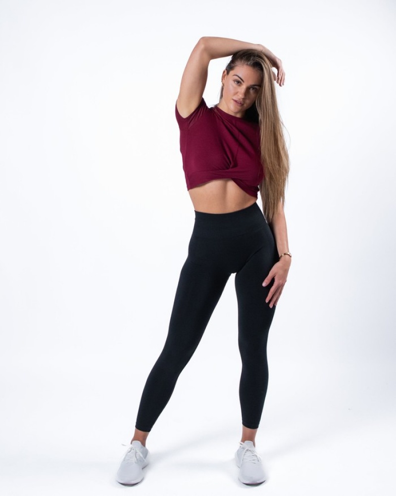Camasa Dama Alphalete Evo Twist Crop Rosii | 810643-UYG