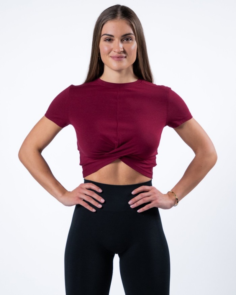 Camasa Dama Alphalete Evo Twist Crop Rosii | 810643-UYG