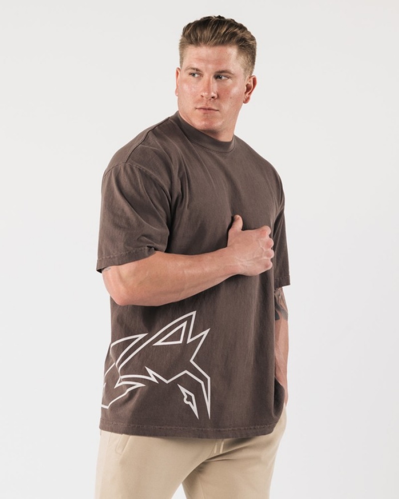 Camasa Dama Alphalete Giant Wolf Head Gri | 896504-ETN