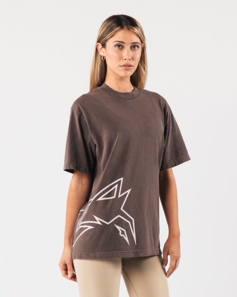 Camasa Dama Alphalete Giant Wolf Head Gri | 896504-ETN