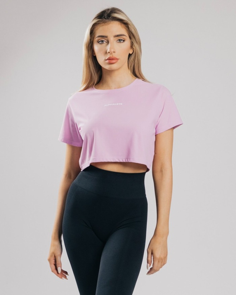 Camasa Dama Alphalete Signature Mesh Crop Roz | 180497-TFR