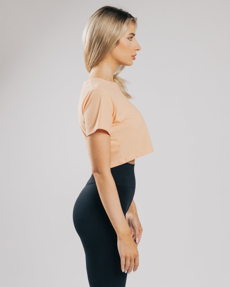 Camasa Dama Alphalete Signature Mesh Crop Portocalii | 281034-UFV