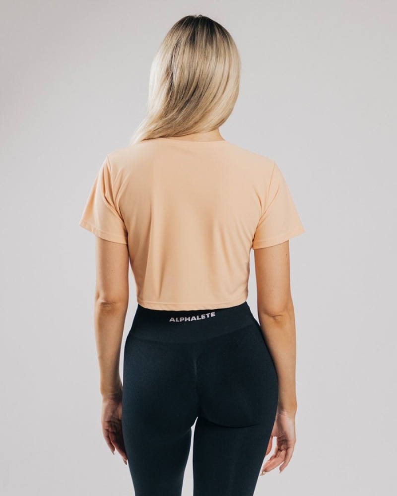 Camasa Dama Alphalete Signature Mesh Crop Portocalii | 281034-UFV