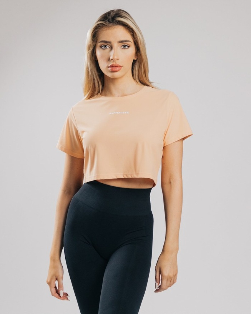 Camasa Dama Alphalete Signature Mesh Crop Portocalii | 281034-UFV